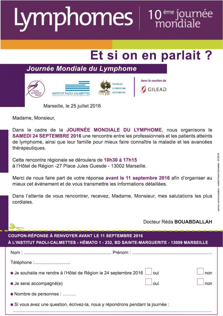 Journee mondiale du lymphome a marseille le 24 septembre 2016